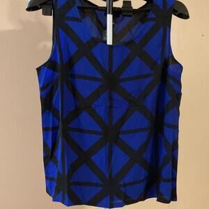 Mark. Blue and Black Geometric Sleeveless Top Large